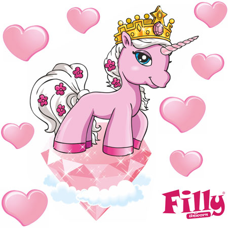 Filly Unicorn Romance Rose mit Kristall 9-teilig