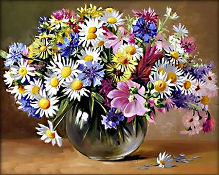 Malen nach Zahlen Bild Bunter Blumenstrauß in der Vase - AM4100 von Artibalta