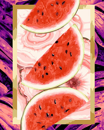 Malen nach Zahlen Bild Saftige Melonenstücke  - R021 von Artibalta