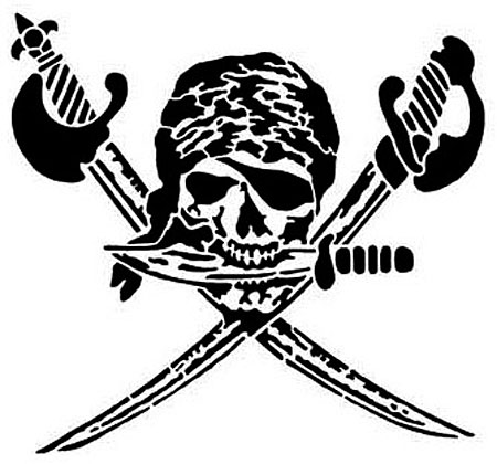 FANTASY Tattoo-Schablone Pirat/Totenkopf