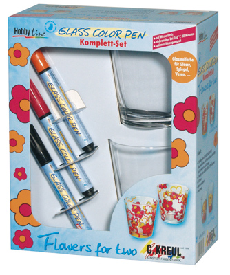 Glass Color Pen Komplett-Set Flowers for two