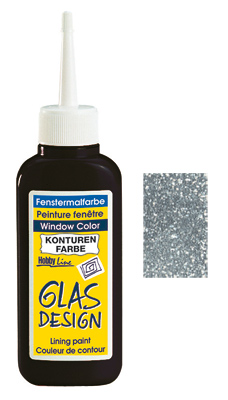 Glas Design Konturenfarbe Flitter-Silber Fl. 80 ml