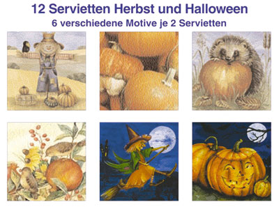 Herbst und Halloween 6 Motive  2 Stck