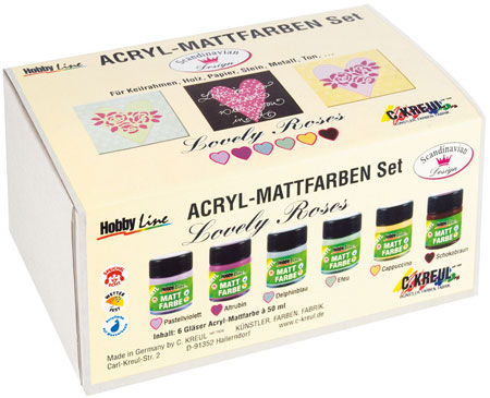Acryl-Mattfarben Set Lovely Roses 6 x 20 ml