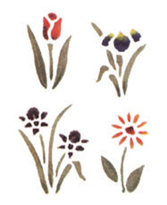 Selbstklebende Schablone Vier Blumen 18 x 24 cm
