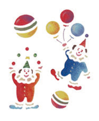 Selbstklebende Schablone Clowns 18 x 24 cm