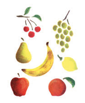 Selbstklebende Schablone Obst 18 x 24 cm