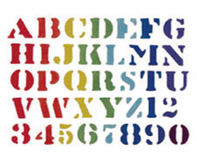 Selbstklebende Schablone Alphabet und Zahlen 18 x 24 cm