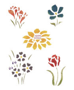Selbstklebende Schablone kleine Blumen 18 x 24 cm