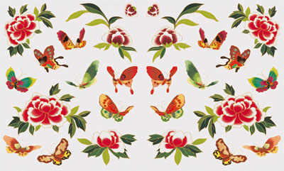 2 Bgen Decoupagepapier Schmetterlinge u Blumen 33 x 48 cm