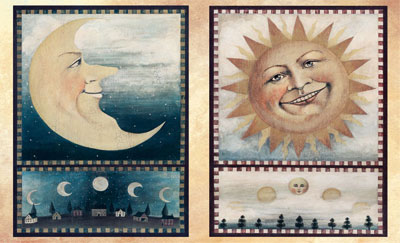 2 Bgen Decoupagepapier Sonne und Mond 33 x 48 cm