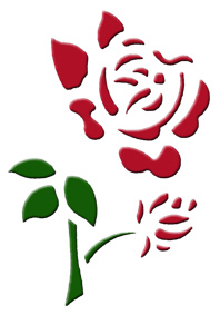 3D Effekt-Schablone Rose 7 x 10 cm