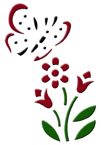 3D Effekt-Schablone Blume & Schmetterling 7 x 10 cm