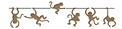 Selbstklebende Schablone Affenzirkus 11 x 70 cm
