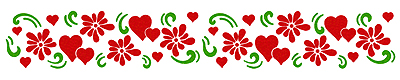 Selbstklebende Schablone Herzchen & Blumen 11 x 70 cm