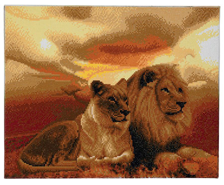 Malen nach Zahlen Bild Löwenpaar im Sonnenuntergang - CAK-A55 von Craft Buddy