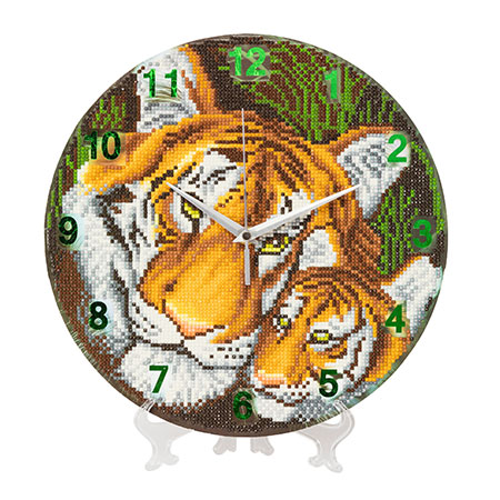 Malen nach Zahlen Bild Uhr - Tigermutter mit ihrem Jungen - CLK-S3 von Craft Buddy