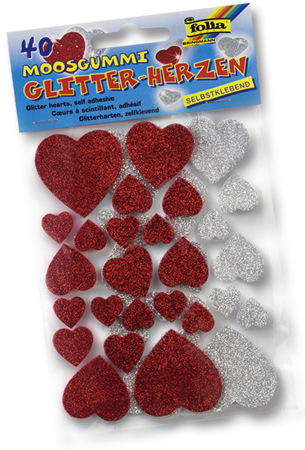 Moosgummi Glitter-Sticker Herzen