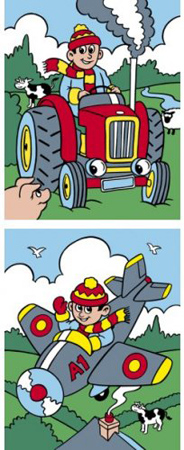 Flugzeug und Traktor