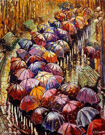 Malen nach Zahlen Bild Diamond Painting - Herbstliche Regenschirme - LG152e von Protsvetnoy