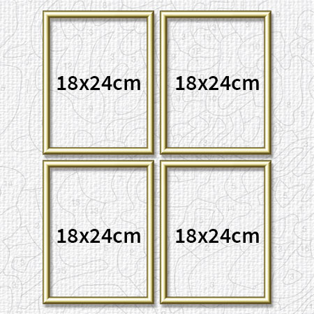 Malen-nach-Zahlen-Zubehör Vier goldfarbene Aluminium Bilderrahmen 18 x 24 cm