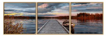 Malen nach Zahlen Bild Sonnenaufgang am See - Triptychon - 609470754 von Schipper