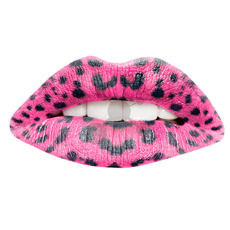 Lippentattoo Pinker Leopard