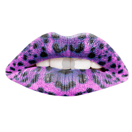 Lippentattoo Lila Leopard