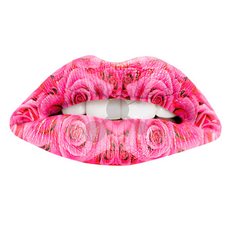 Lippentattoo Pinke Rosen