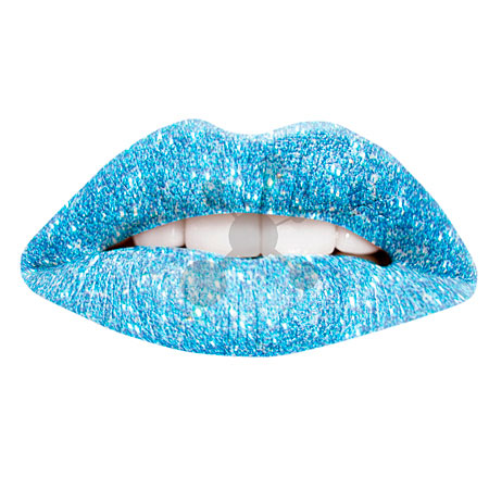 Lippentattoo Glitter Blau