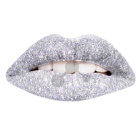 Lippentattoo Glitter Silber