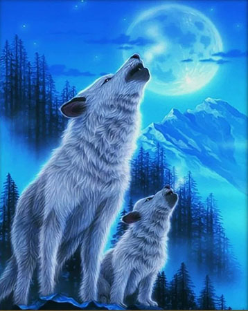 Wolfsheulen im Mondlicht