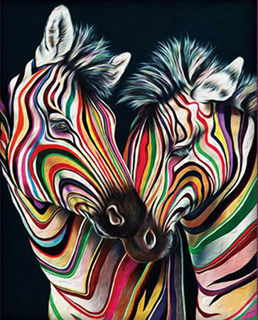 Malen nach Zahlen Bild Farbenfrohe Zebras - AZ-1556 von Artibalta