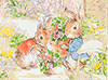Peter Rabbit pflanzt Blumen 