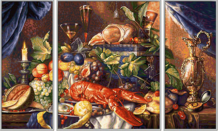Malen nach Zahlen Bild Prunkstillleben (Triptychon) - 609260864 von Schipper