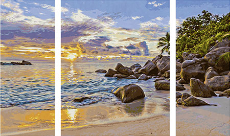 Malen nach Zahlen Bild Abendstimmung im Paradies - Triptychon - 609260906 von Schipper